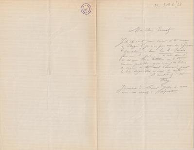 Lettre de Félicien Rops à Ernest [Scaron]. Mettet, 1869/08/30. Bruxelles, Archives et Musée de la Littérature, ML/03195/0033