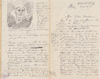 Lettre de Félicien Rops à Maurice [Bonvoisin]. [Paris], 1879/03/00. Bruxelles, Archives et Musée de la Littérature, ML/03270/0008