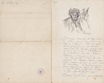 Lettre de Félicien Rops à [Charles?] [Simon?]. s.l., 1876/00/00. Bruxelles, Archives et Musée de la Littérature, ML/03270/0010