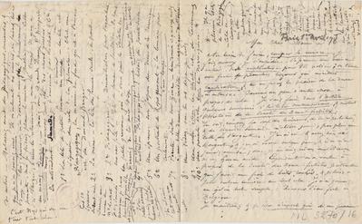 Lettre de Félicien Rops à Maurice [Bonvoisin]. [Paris], 1878/04/01. Bruxelles, Archives et Musée de la Littérature, ML/03270/0016