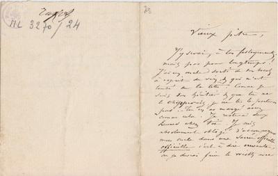 Lettre de Félicien Rops à Inconnu. s.l., 0000/00/00. Bruxelles, Archives et Musée de la Littérature, ML/03270/0024