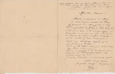 Lettre de Félicien Rops à Edmond [Carlier?]. [Paris], 0000/00/00. Bruxelles, Archives et Musée de la Littérature, ML/03270/0040