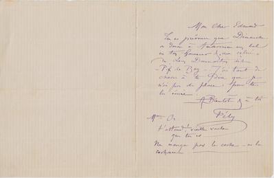 Lettre de Félicien Rops à Edmond [Carlier?]. s.l., 0000/00/00. Bruxelles, Archives et Musée de la Littérature, ML/03270/0041