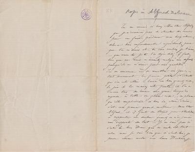 Lettre de Félicien Rops à Alfred [Delvau]. Mettet, 1865/00/00. Bruxelles, Archives et Musée de la Littérature, ML/03270/0055