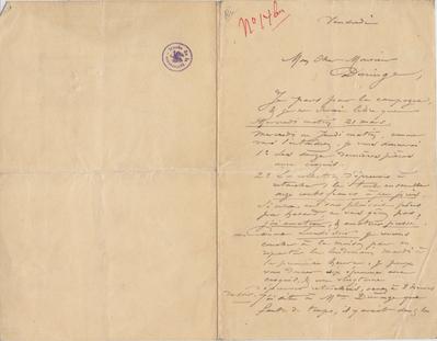 Lettre de Félicien Rops à Inconnu Duringe. s.l., 0000/00/00. Bruxelles, Archives et Musée de la Littérature, ML/03270/0056