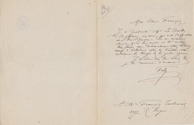 Lettre de Félicien Rops à François [Taelemans]. s.l., 1878/00/00. Bruxelles, Archives et Musée de la Littérature, ML/03270/0066