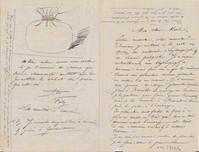 Lettre de Félicien Rops à Karl [Charles] [De Coster]. [Mettet], 1867/10/00. Bruxelles, Archives et Musée de la Littérature, ML/03713/0004