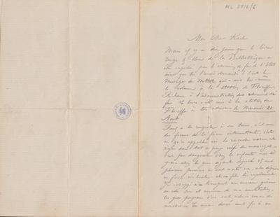 Lettre de Félicien Rops à Karl [Charles] [De Coster]. [Mettet], 1867/08/00. Bruxelles, Archives et Musée de la Littérature, ML/03713/0006