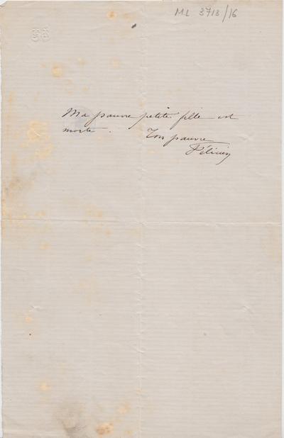 Lettre de Félicien Rops à [Charles] [De Coster]. s.l., 1865/08/00. Bruxelles, Archives et Musée de la Littérature, ML/03713/0016