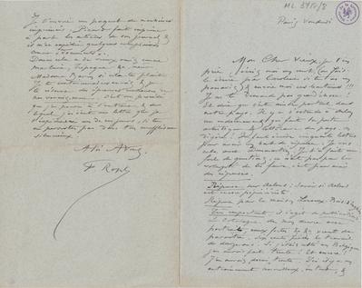 Lettre de Félicien Rops à Armand [Dandoy]. s.l., 1887/03/00. Bruxelles, Archives et Musée de la Littérature, ML/03718/0008