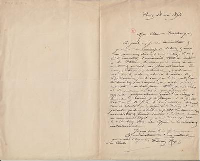 Lettre de Félicien Rops à [Léon] Deschamps. Paris, 1894/05/28. Paris, Bibliothèque Littéraire Jacques Doucet, MNR/beta/1714