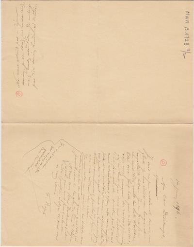 Lettre de Félicien Rops à [Léon] Deschamps. s.l., 1896/06/14. Paris, Bibliothèque Littéraire Jacques Doucet, MNR/beta/1729