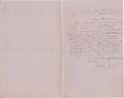 Lettre de Félicien Rops à Léon Deschamps. Corbeil-Essonnes, 1896/06/17. Paris, Bibliothèque Littéraire Jacques Doucet, MNR/beta/1730
