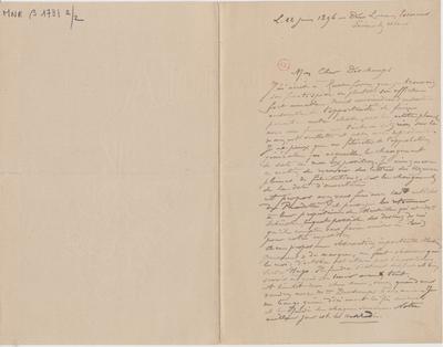 Lettre de Félicien Rops à [Léon] Deschamps. Corbeil-Essonnes, 1896/06/22. Paris, Bibliothèque Littéraire Jacques Doucet, MNR/beta/1731