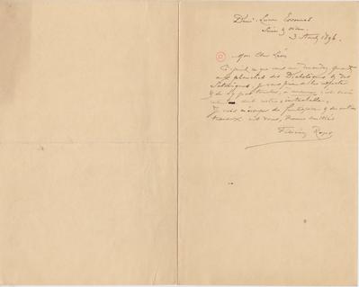 Lettre de Félicien Rops à Léon Deschamps. Corbeil-Essonnes, 1896/08/03. Paris, Bibliothèque Littéraire Jacques Doucet, MNR/beta/1735