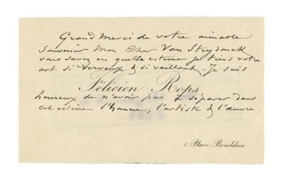 Carte de visite de Félicien Rops à Guillaume Van Strydonck. Paris, 1889/07/22. Bruxelles, Musées Royaux des Beaux-Arts de Belgique, MRBAB/AACB/002943