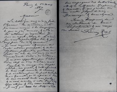 Photographie de lettre de Félicien Rops à [Max ?] [Elskamp ?]. Paris, 1887/03/01. Bruxelles, Musées Royaux des Beaux-Arts de Belgique, MRBAB/AACB/003196
