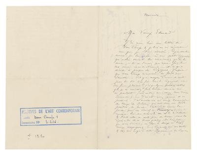 Lettre de Félicien Rops à Edmond Lambrichs. s.l., 1880/07/00. Bruxelles, Musées Royaux des Beaux-Arts de Belgique, MRBAB/AACB/003216