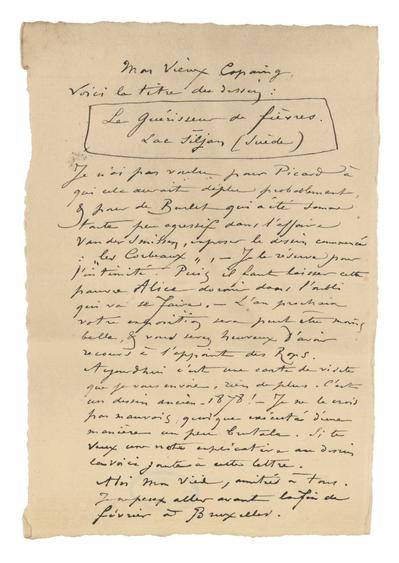 Lettre de Félicien Rops à [Octave] [Maus]. s.l., 1887/01/00. Bruxelles, Musées Royaux des Beaux-Arts de Belgique, MRBAB/AACB/004811