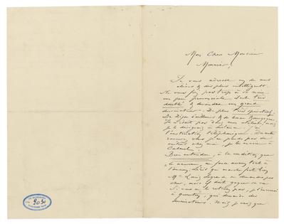 Lettre de Félicien Rops à [Henri] Monnier. s.l., 0000/00/00. Bruxelles, Musées Royaux des Beaux-Arts de Belgique, MRBAB/AACB/009030