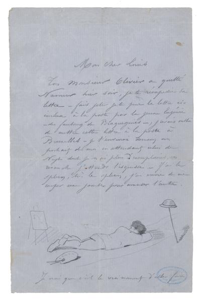 Lettre de Félicien Rops à Louis [Rorcourt]. [Namur], 0000/00/00. Bruxelles, Musées Royaux des Beaux-Arts de Belgique, MRBAB/AACB/009311