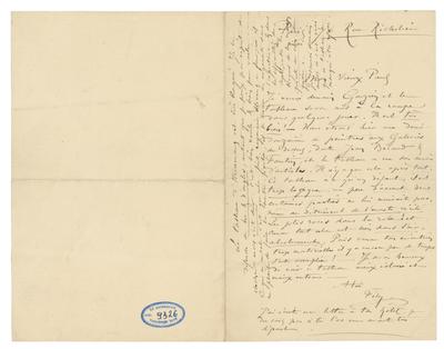Lettre de Félicien Rops à Paul [Léopold] [Speeckaert]. Paris, 1880/05/04. Bruxelles, Musées Royaux des Beaux-Arts de Belgique, MRBAB/AACB/009326