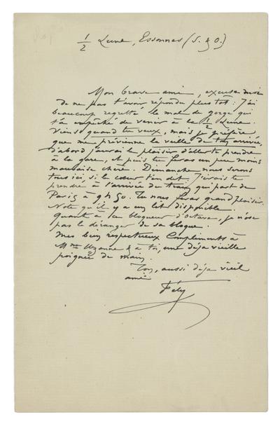 Lettre de Félicien Rops à [Joseph] Uzanne. Corbeil-Essonnes, 1892/06/03. Bruxelles, Musées Royaux des Beaux-Arts de Belgique, MRBAB/AACB/009582