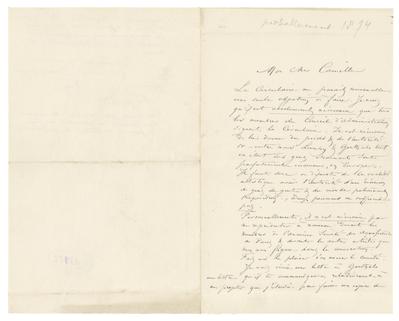 Lettre de Félicien Rops à Camille [Van Camp]. s.l., 1876/00/00. Bruxelles, Musées Royaux des Beaux-Arts de Belgique, MRBAB/AACB/017122