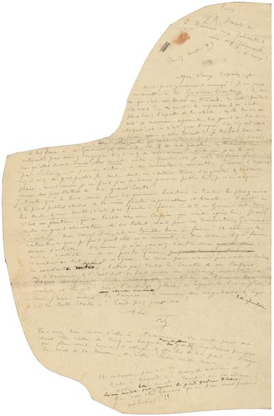 Lettre de Félicien Rops à [Léon] Dommartin. Paris, 1883/08/00. Bruxelles, Musées Royaux des Beaux-Arts de Belgique, MRBAB/AACB/085017