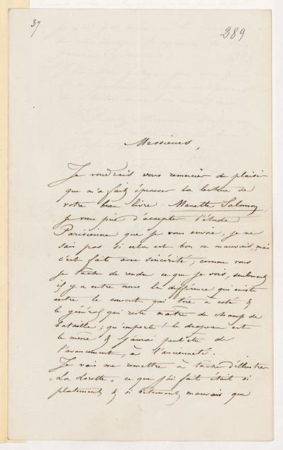Lettre de Félicien Rops à [Edmond et Jules] [Goncourt]. Paris, 1868/03/03. Paris, Bibliothèque nationale de France, NAF/22474/289 et NAF/22474/290
