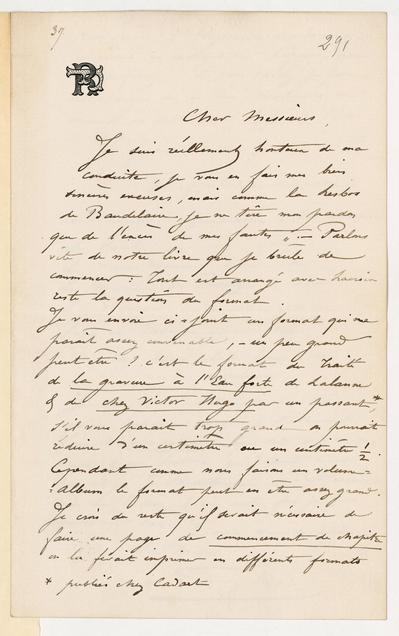Lettre de Félicien Rops à [Edmond et Jules] [Goncourt]. s.l., 0000/00/00. Paris, Bibliothèque nationale de France, NAF/22474/291 et NAF/22474/292