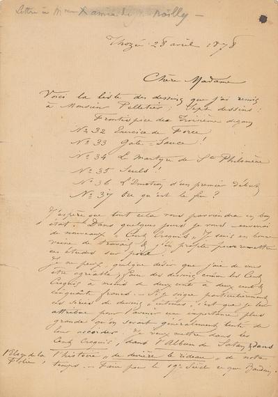 Lettre de Félicien Rops à [Alice] [Lafève]. Thozée, 1878/04/28. Belgique, collection privée, dep001