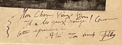 Dédicace de Félicien Rops à [Léon] Dommartin, s.l., 0000/00/00. Paris, Galerie Aittouares, inv. GalAit001