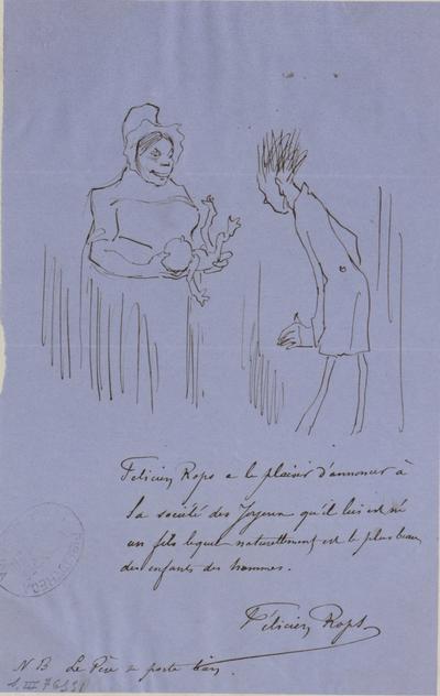 Lettre de Félicien Rops à La Société des Joyeux. [Namur], 1858/11/06. Bruxelles, Bibliothèque royale de Belgique, S/III/76551